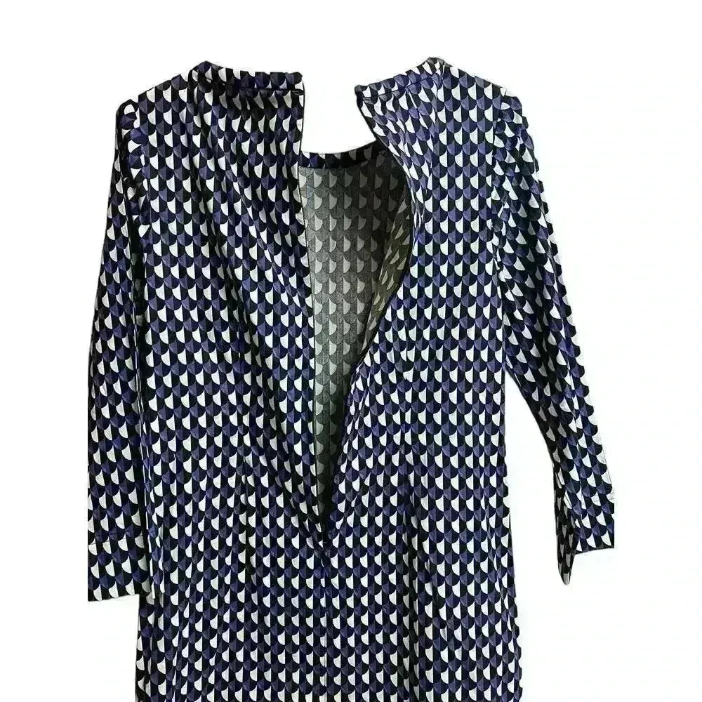 J.Crew Jet Set Geo Shift Dress Size 2 Size Zipper Accent Geometric Print Blue - Image 10