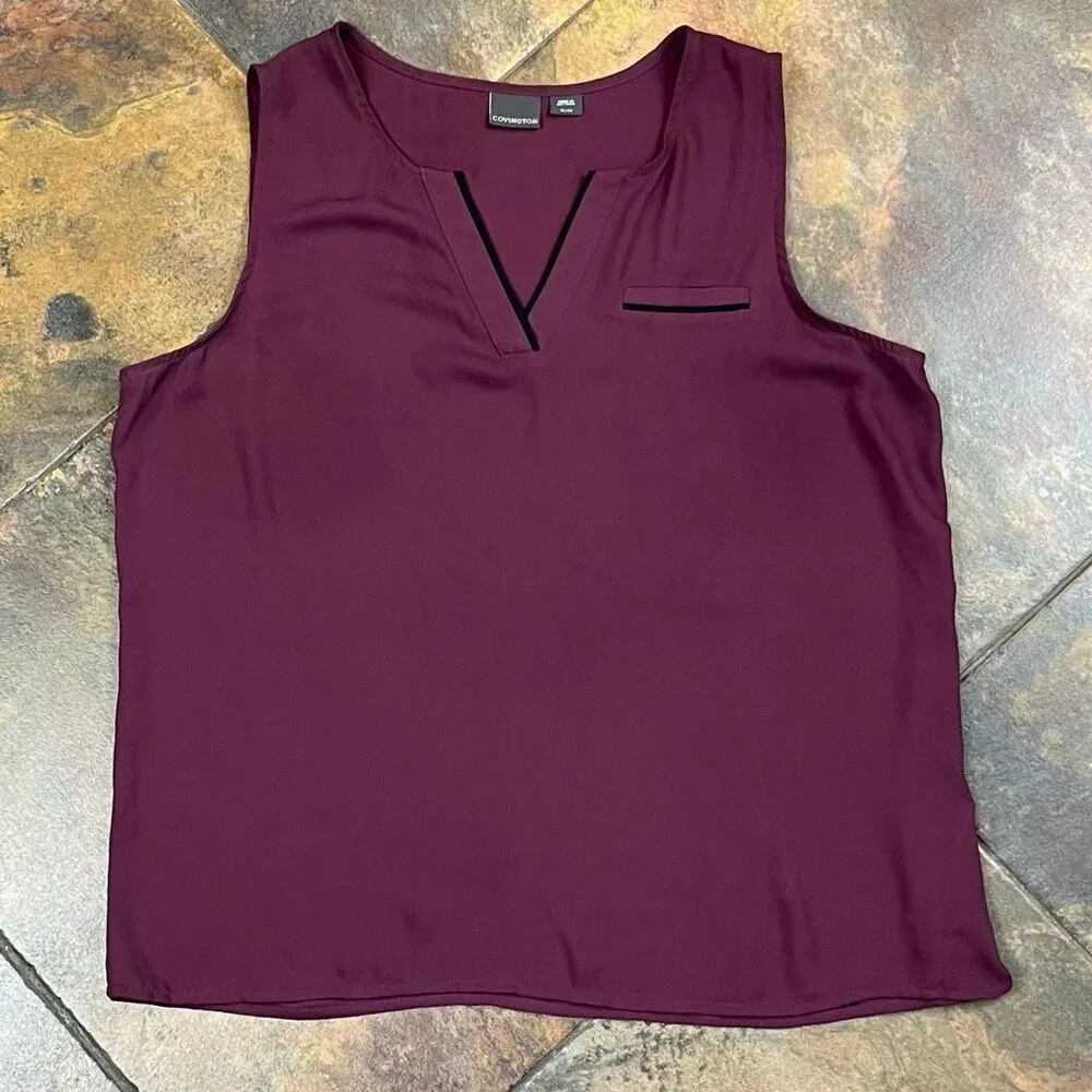 Covington Purple V-neck Sleeveless Blouse XL - Image 4