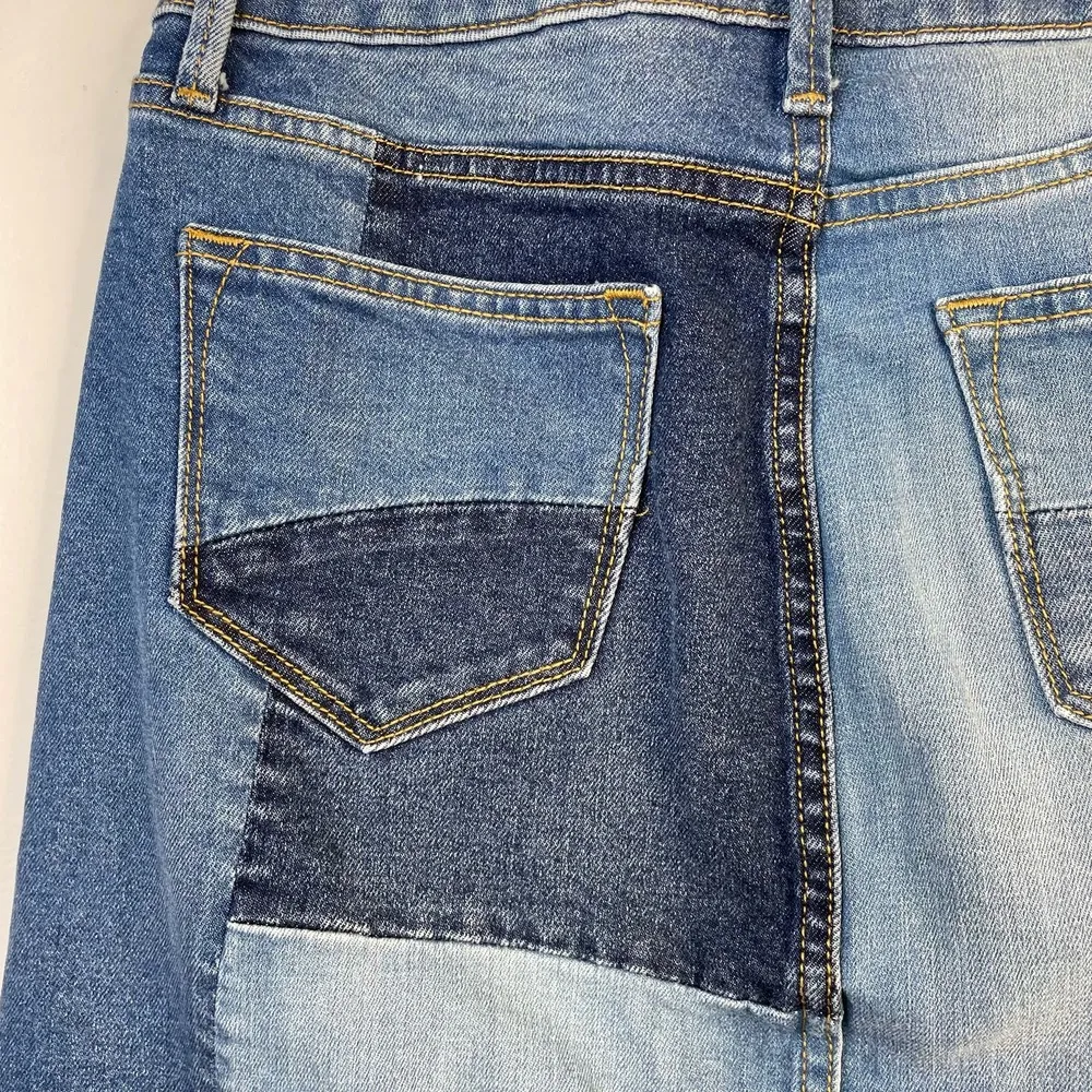 Driftwood Anthro Saydi Patchwork Denim Jean Boho Hippie A line skirt womens 26 4 - Image 8