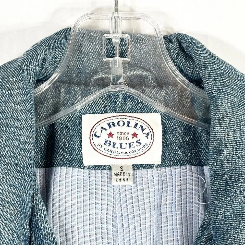 Carolina Blues Sz Small Denim Jacket Blue Jean Lined Pockets Heavy Button Up 247 - Image 7