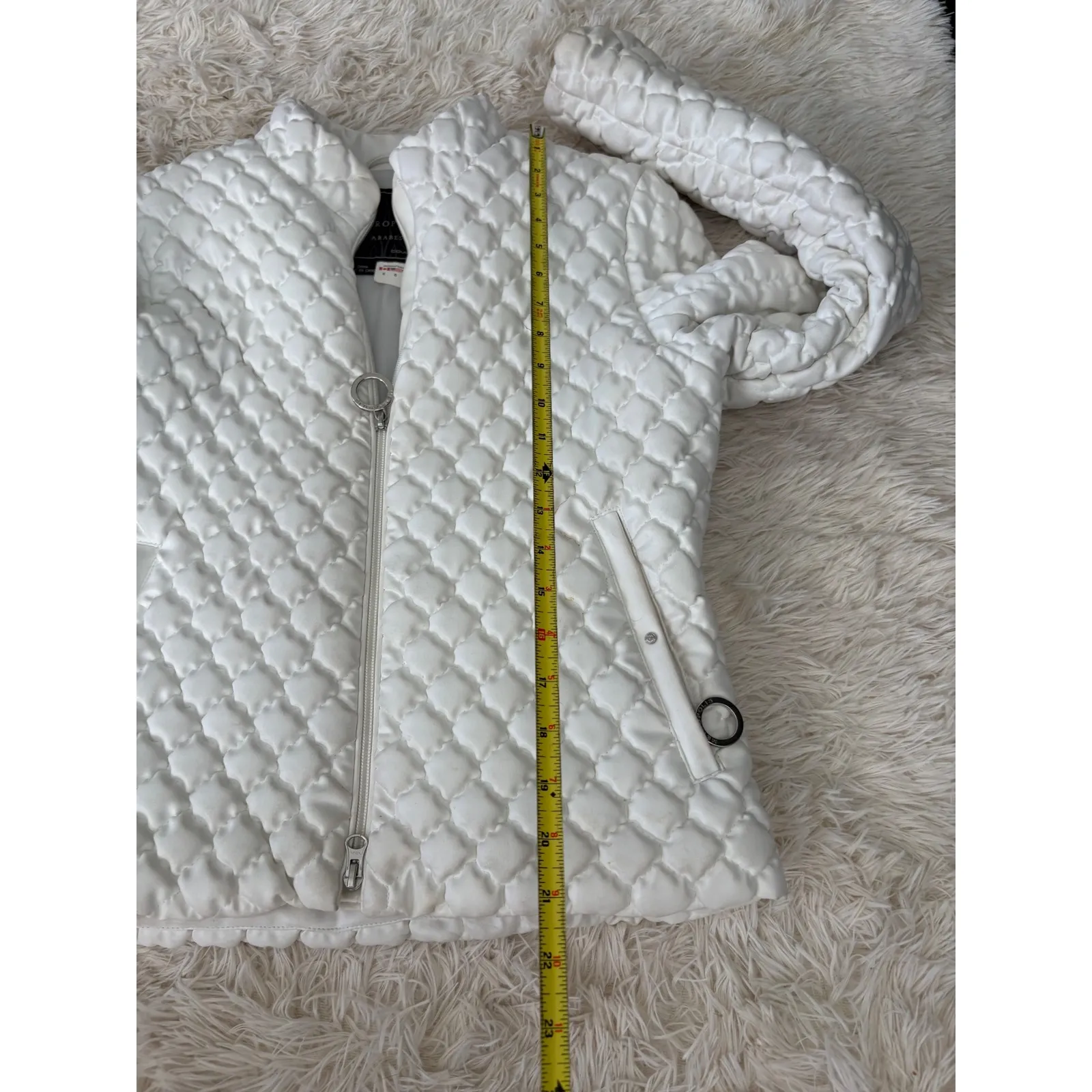 Metropolis Arabesque‎ Quilted Jacket Women's White Full Zip Snap Accents Size 6 - Image 11