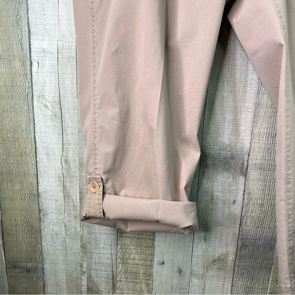 Eileen Fisher Woman Size 1X Khaki Tan Cropped Pants Tabbed Pant Legs Zip Close - Image 4