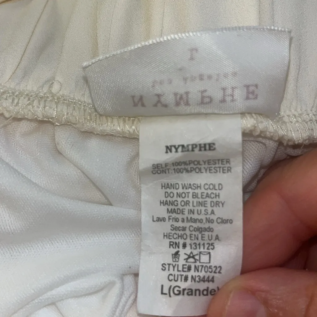 NYMPHE LOS ANGELES Lined Ivory Wide Leg Dress Pants Pockets L - Image 6