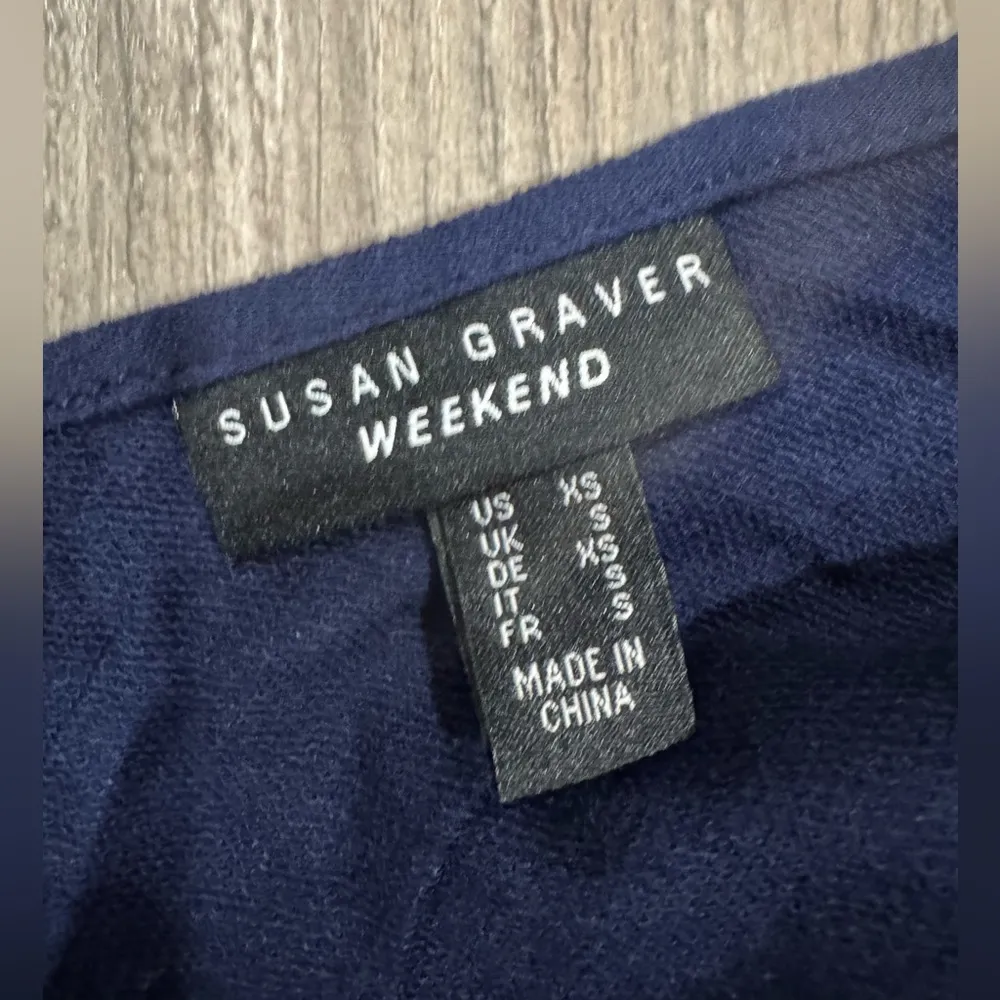 SUSAN GRAVER weekend jersey knit relaxed oversized Elegant Navy cardigan - Image 6