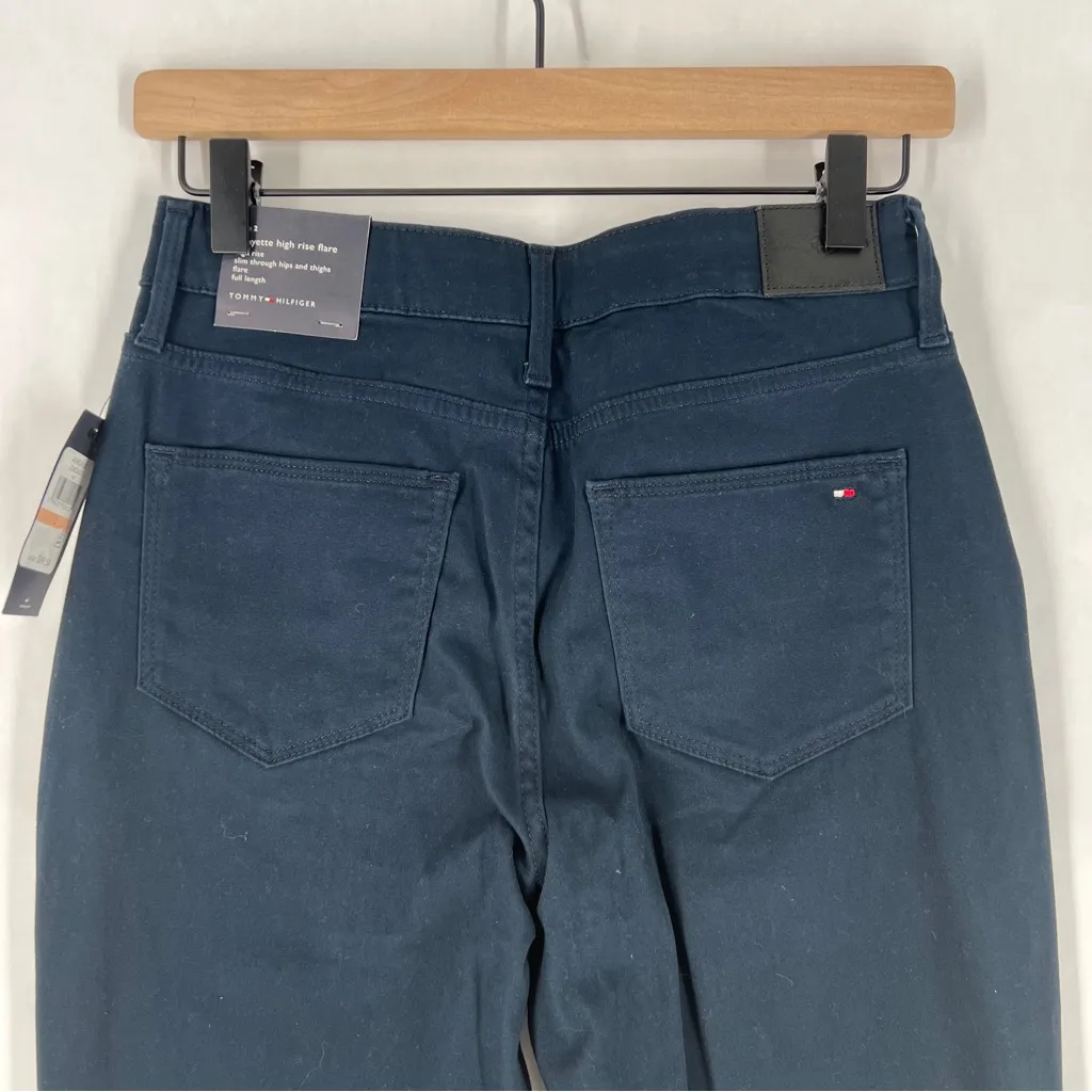 Tommy Hilfiger Lafayette Navy Blue Stretch High Rise Flare Pants NWT Size 2‎ - Image 9