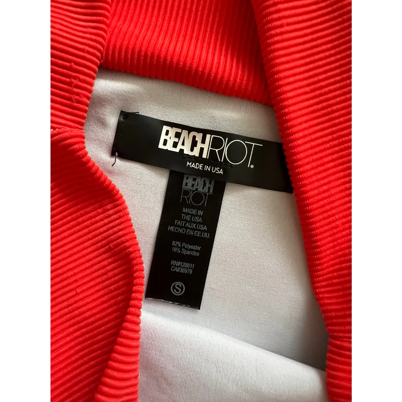 Beach Riot Swimsuit Bikini Beach Swim Surf S M Blocked Rib Red Blue White - Image 3