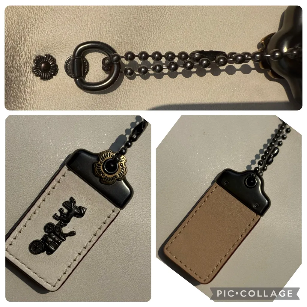 Coach Rogue Tote with Tea Roses and Rivets in Chalk and Taupe 29237 - Image 9