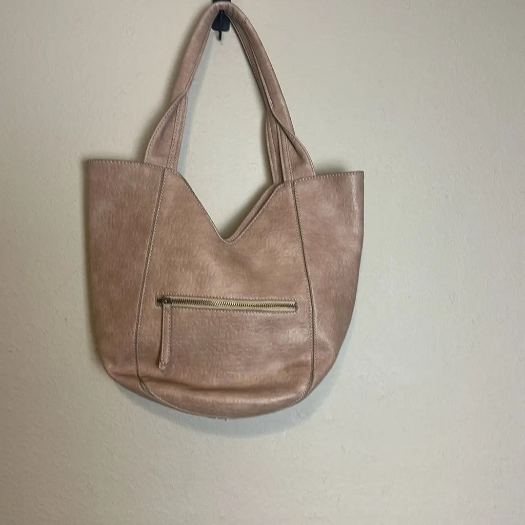 Anthropologie Carson Braided Tote Beige Tan Color with Pink &‎ Grey Inside - Image 6