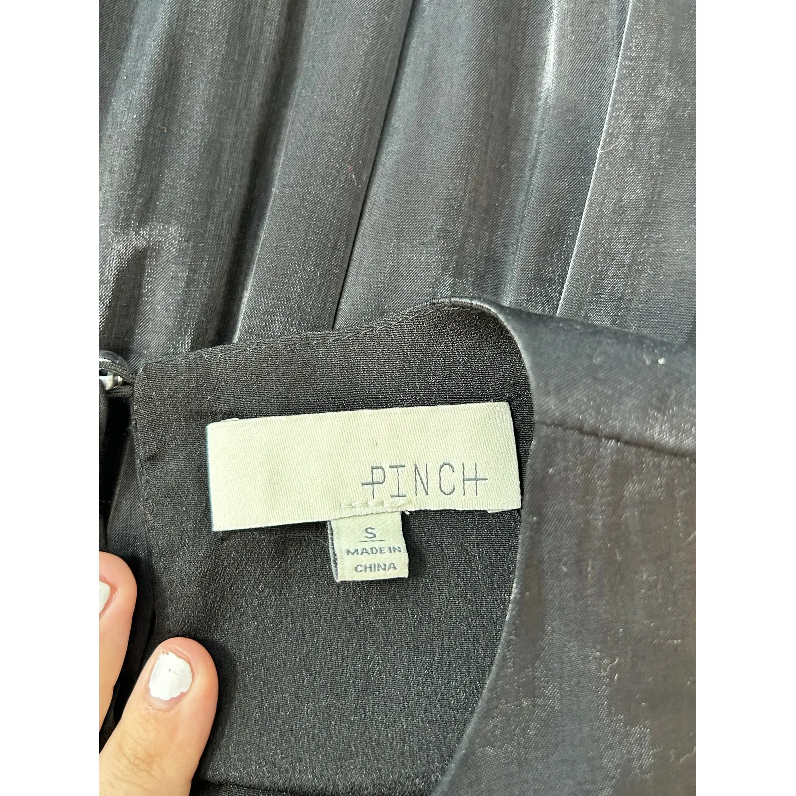 Pinch Mini Dress Small Black Satin Ruffled Sleeve Wedding Guest Whimsigoth - Image 8