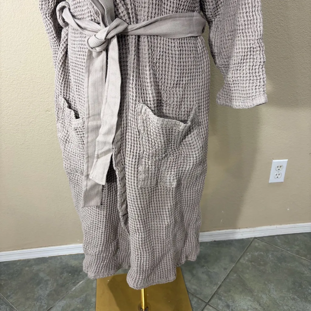 Casamera Women’s Robe 100% Egyptian Cotton Sz L Beige Comfy Lounging Minimalist Tan Size L - Image 6