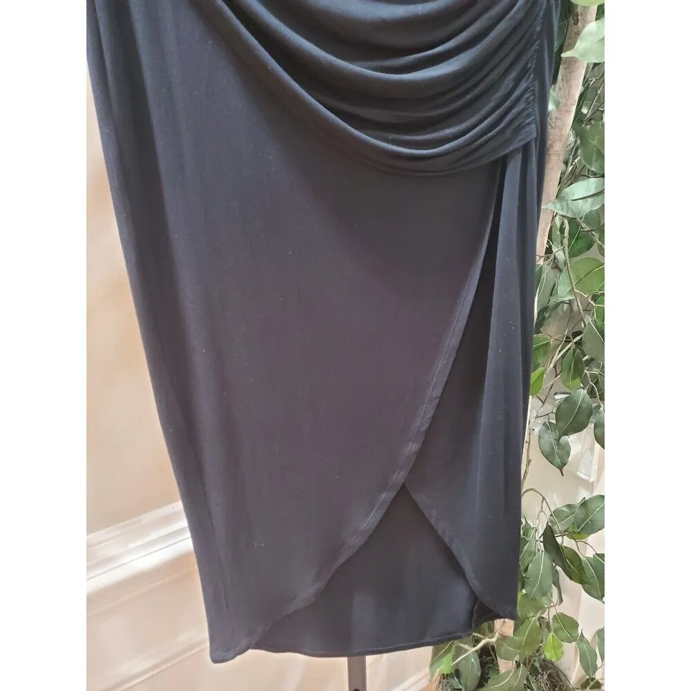 New Cabi Run Around Black Skirt #5052 Long Stretchy Faux Wrap Maxi Medium - Image 3