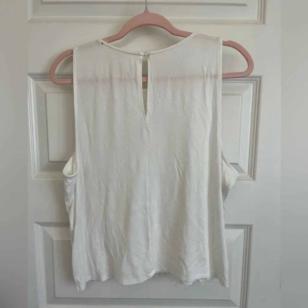 Takara White Lace Tank Top Blouse Size L - Image 6