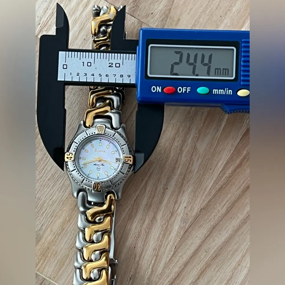 Bulova Marine Star Ladies Watch Vintage Pearl Dial Two-Tone Bracelet Date - Image 13