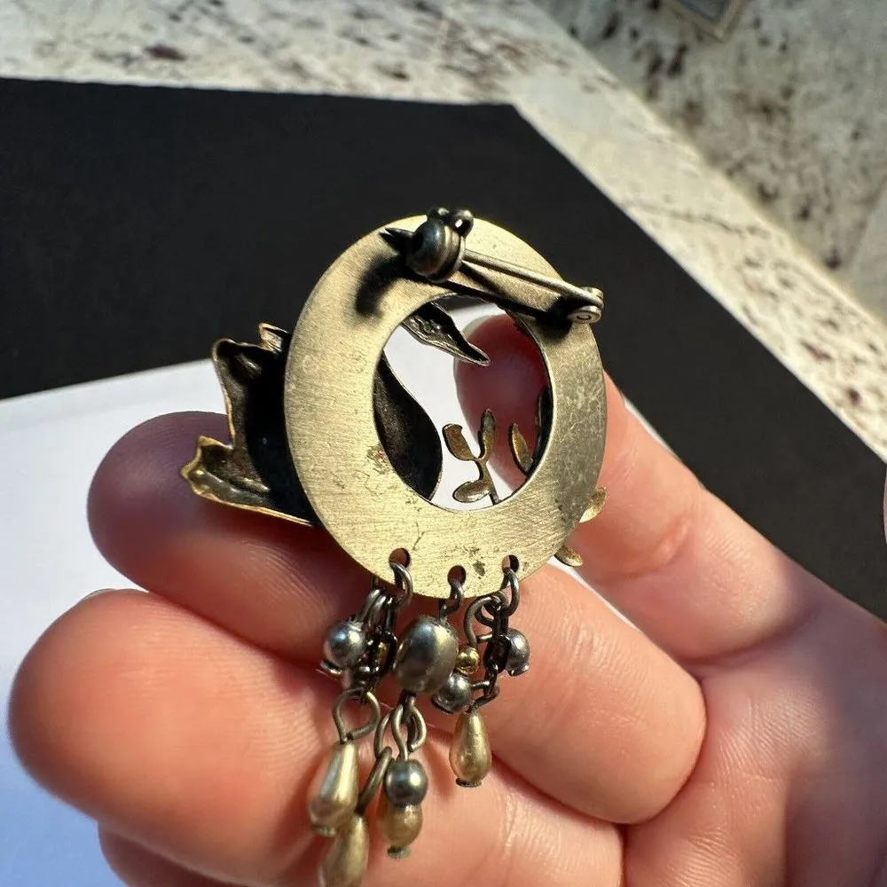 Lot Of 2 Hand Crafted Metal Brooch Pins Honeybee Insect / Swan Bird - Image 5