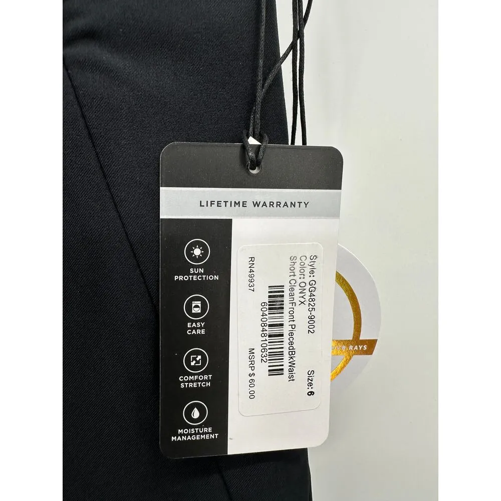 Tail Shorts Women 6 Onyx Black White Label 17" Essentials Golf Pull On Stretch - Image 7