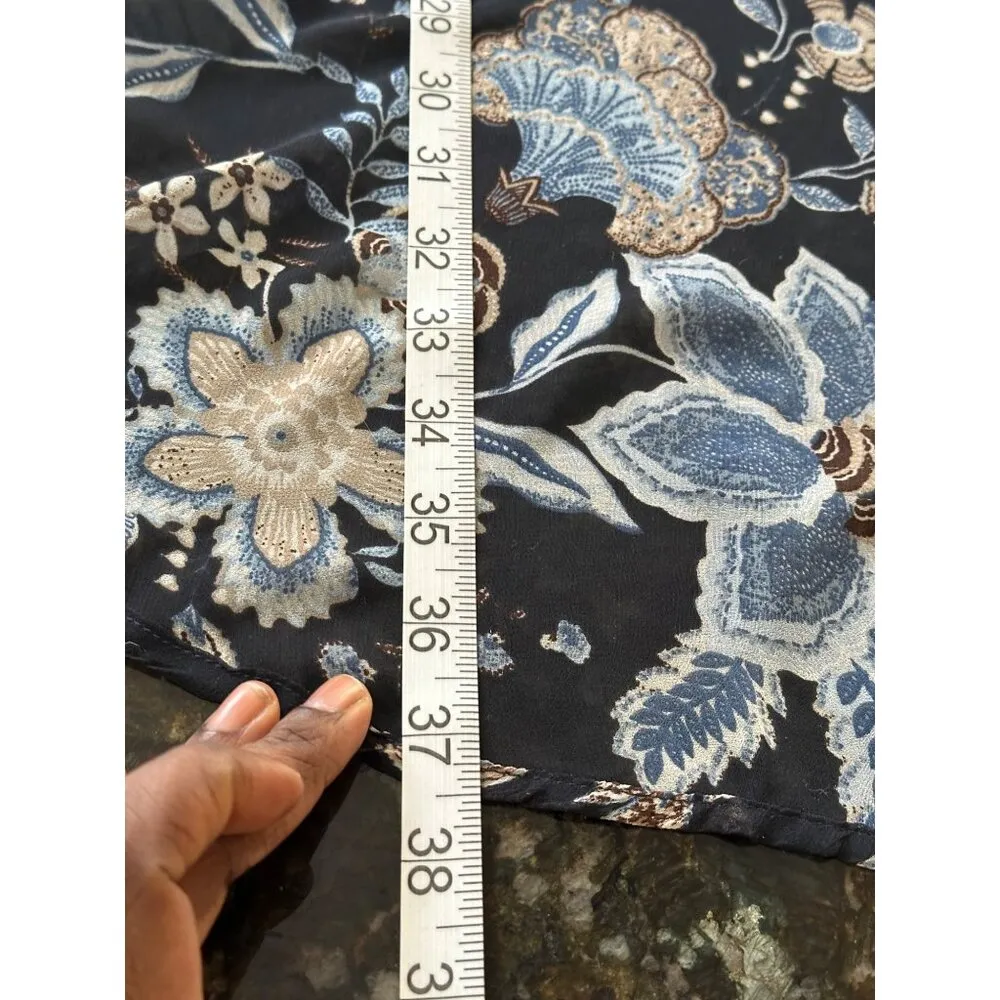 One World Floral Sheer High-Low Dress Cover-Up Blue & Beige Flowers Fit One Size - Image 7