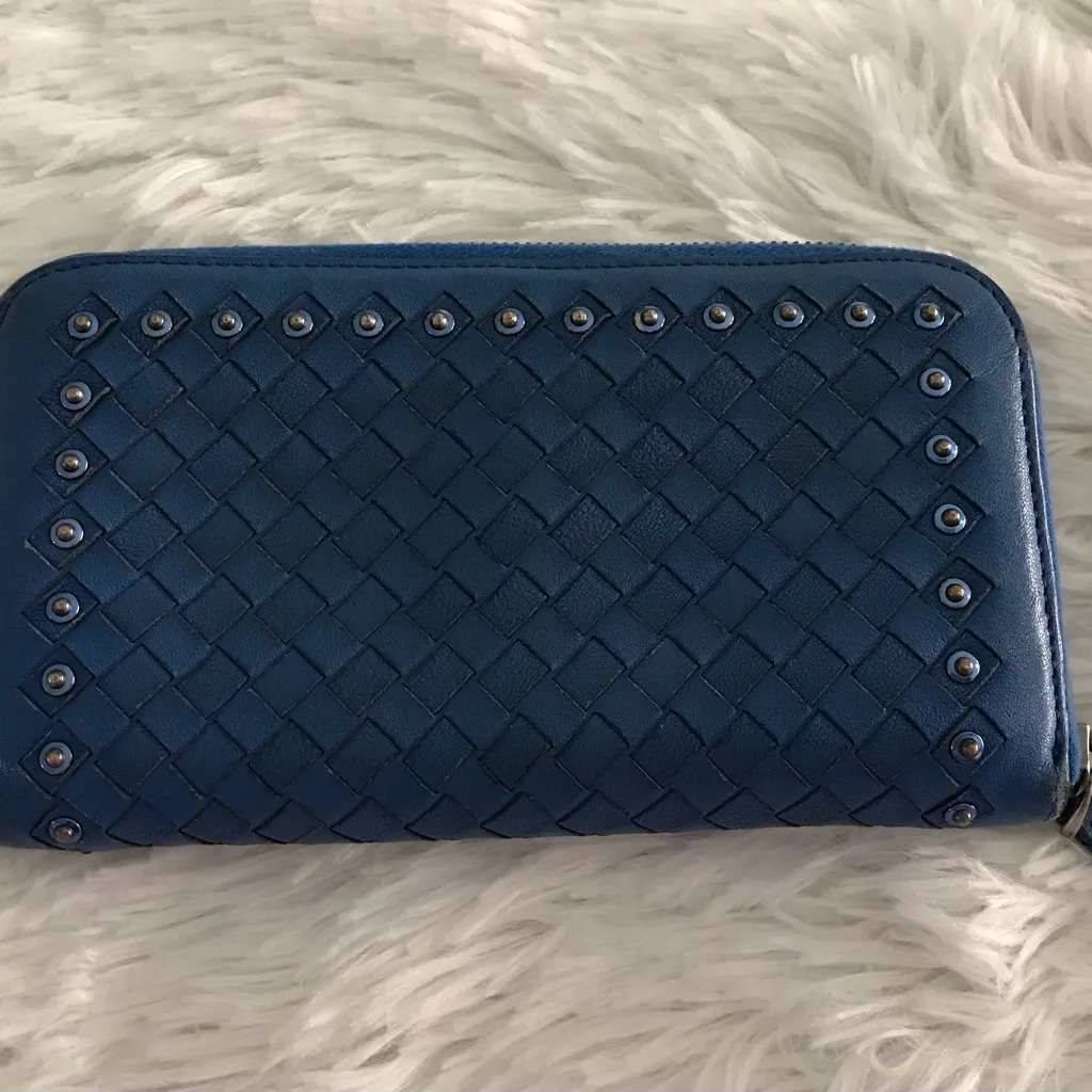Bottega Veneta Leather Intrecciato Studded Zip Around Wallet - Image 2