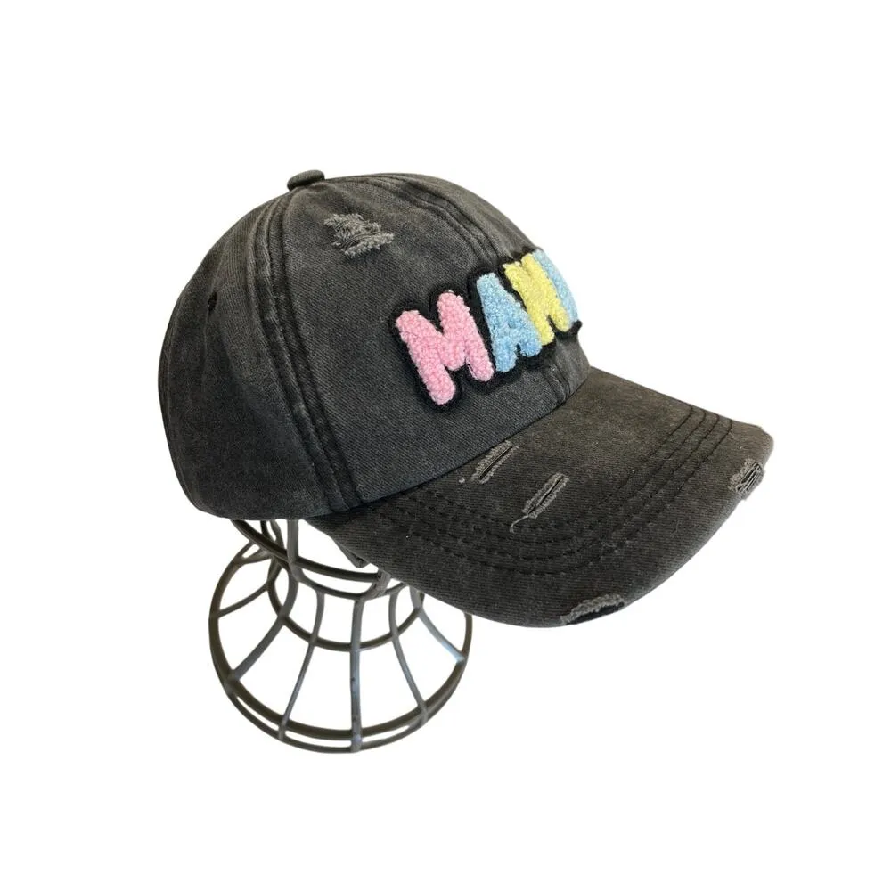 MAMA Colorful Patch Embroidery Baseball Hat | NEW! Gift for mom or you! Momcore Black - Image 4