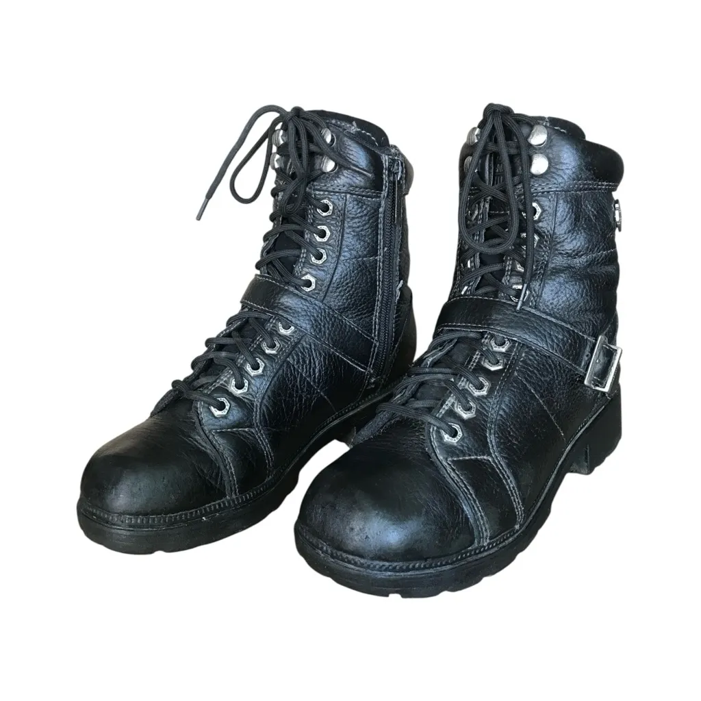 Vintage Harley Davidson Leather Pebbled Hightop Boots size - Image 3