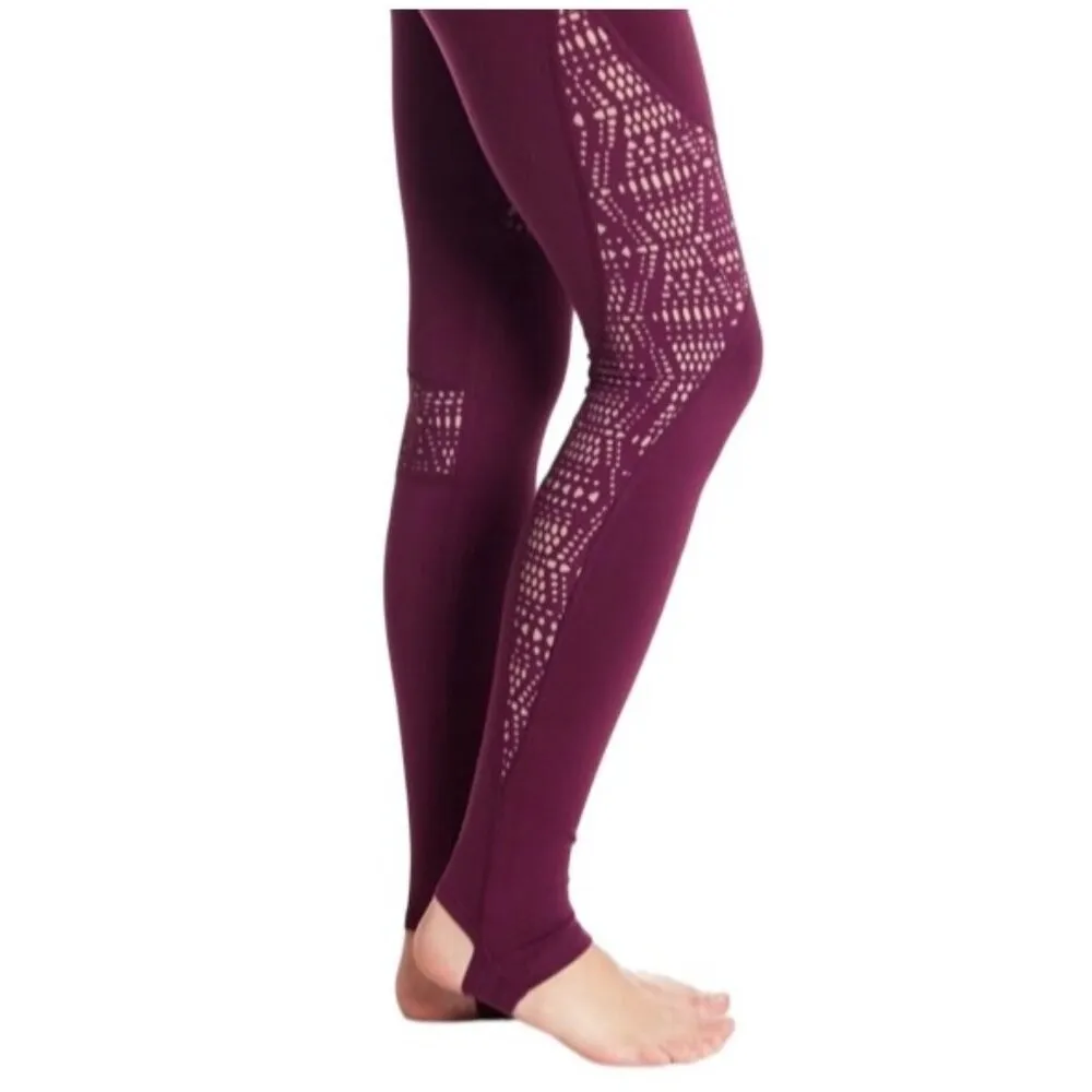 Alo Yoga Womens west coast Leggings Laser-Cut Design In Deep Plum Purple Size M - Image 2