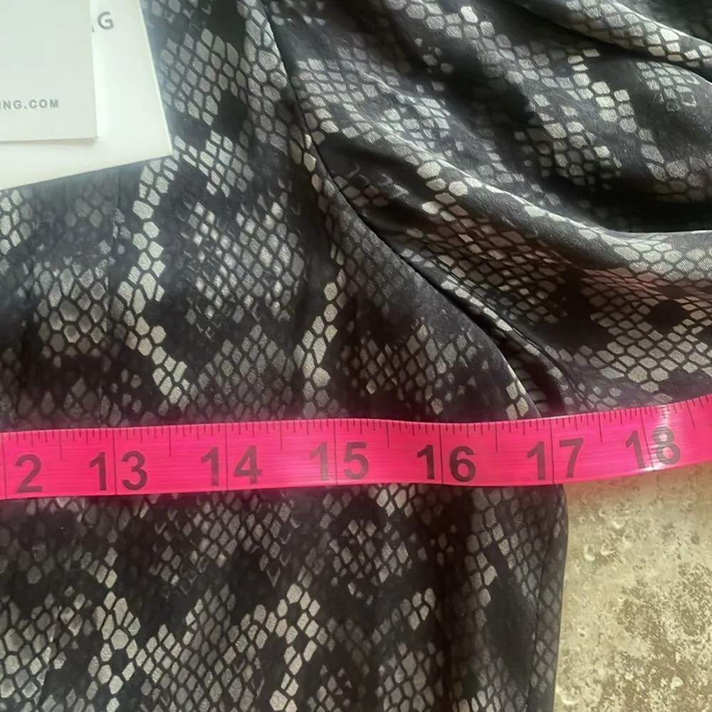 ANINE BING Renee Silk Python Print Blouse in Charcol - Image 13