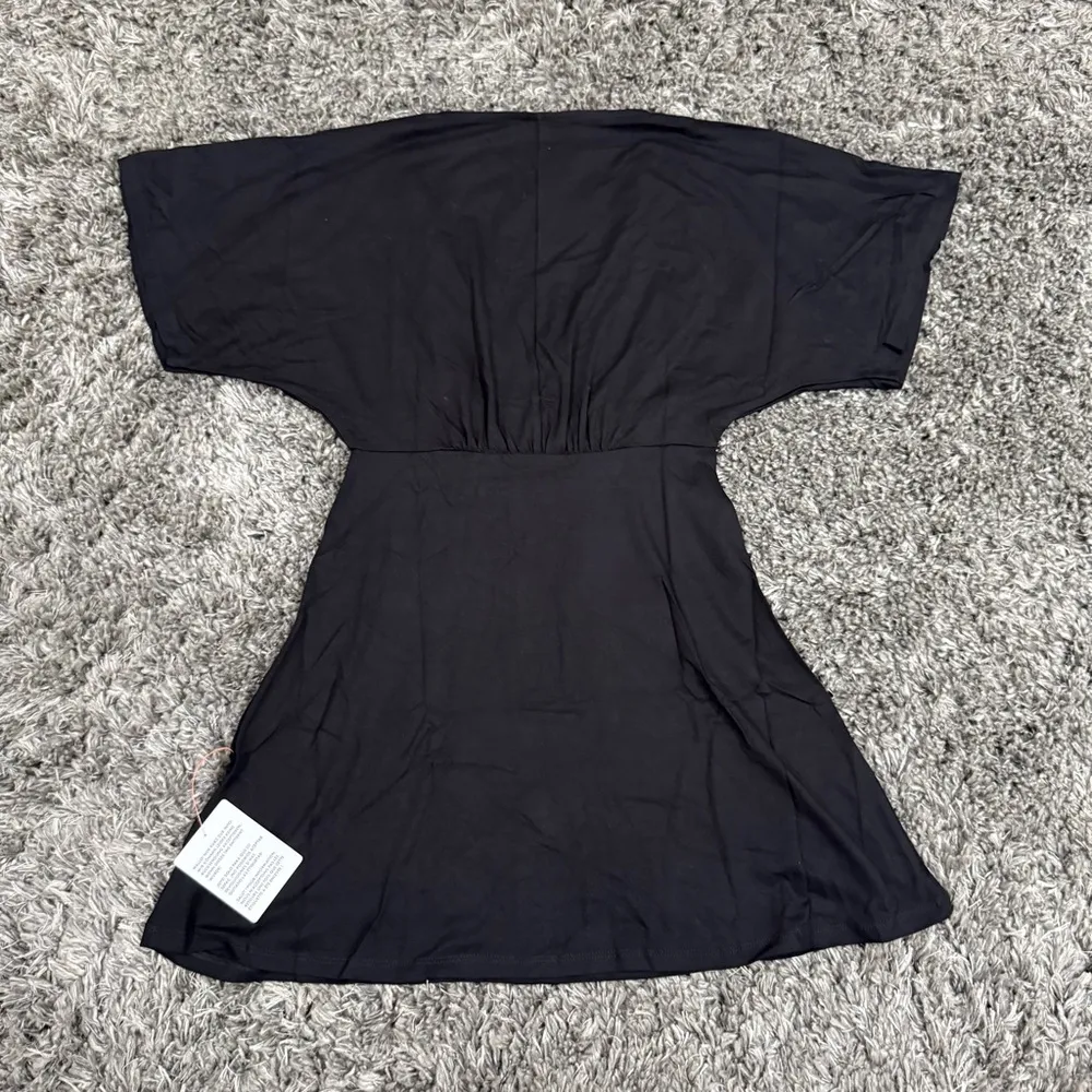 ASOS Design Flutter Sleeve Mini Tea Dress with Button in Black, Size 4​​​​​​ - Image 4