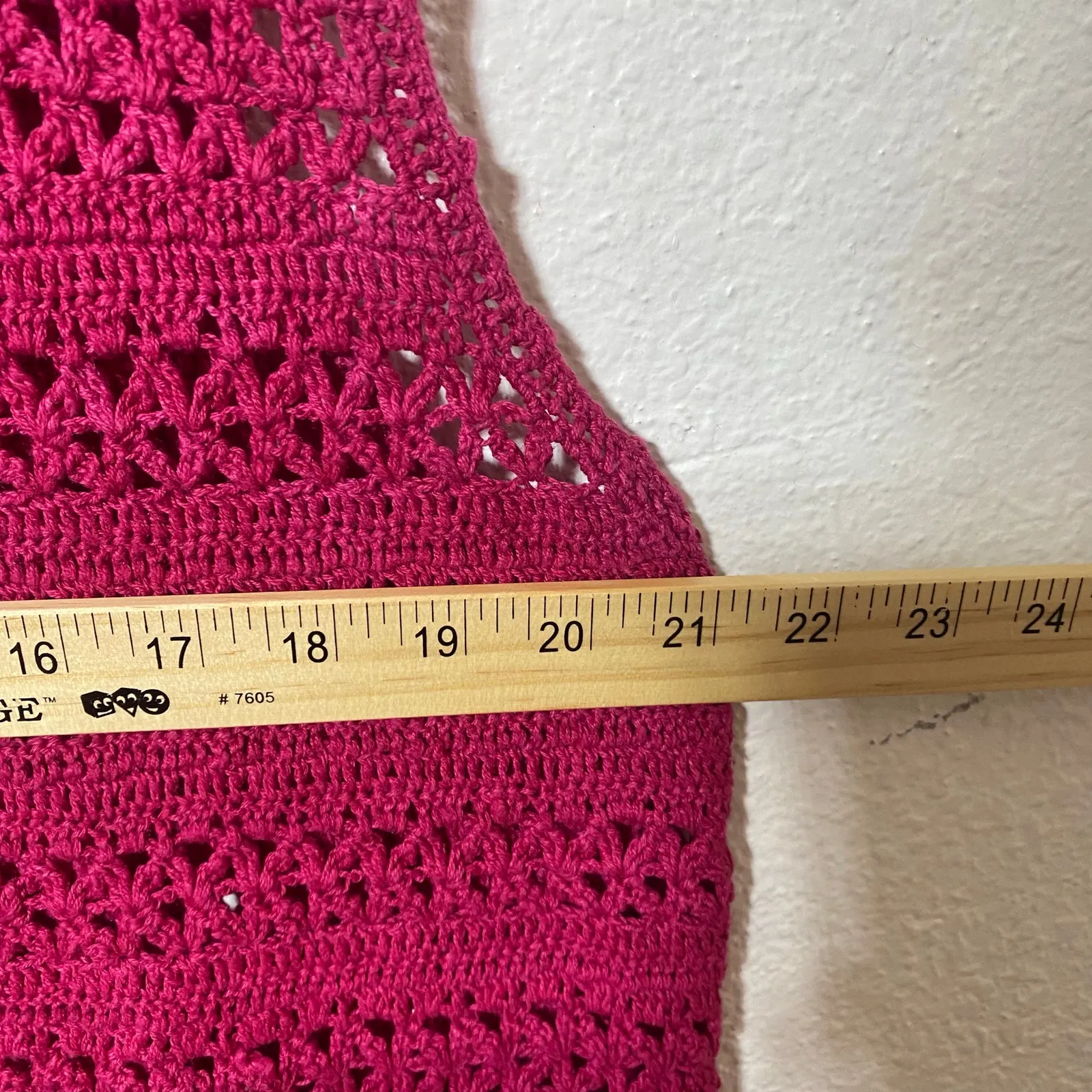 Vintage Victoria Jones Womens Red Crochet Knit Cotton Ramie Sweater Vest Size 2X - Image 4