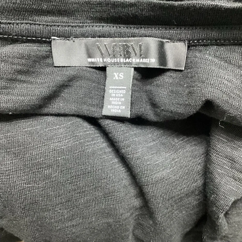 White House Black Market Black Ruffled Cap Sleeve T-Shirt - Image 5