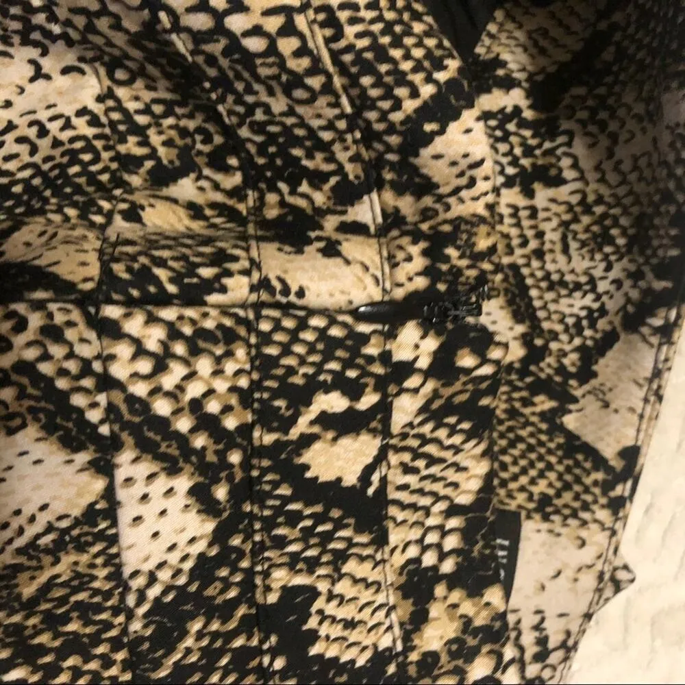 INC Tan & Black Snake Print Mini Skirt Womens 8 Pencil Preppy Office Modest - Image 8