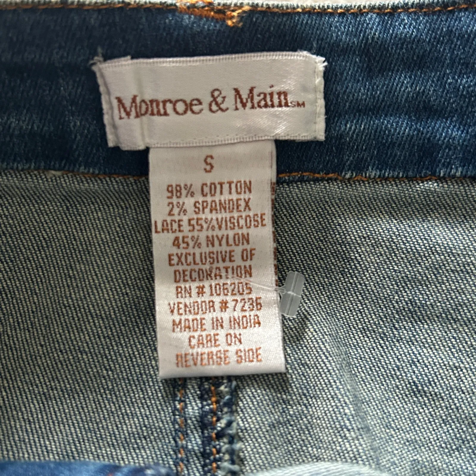 Monroe & Main Womens Embroidered Cotton Blend Denim Pencil Skirt - Image 5