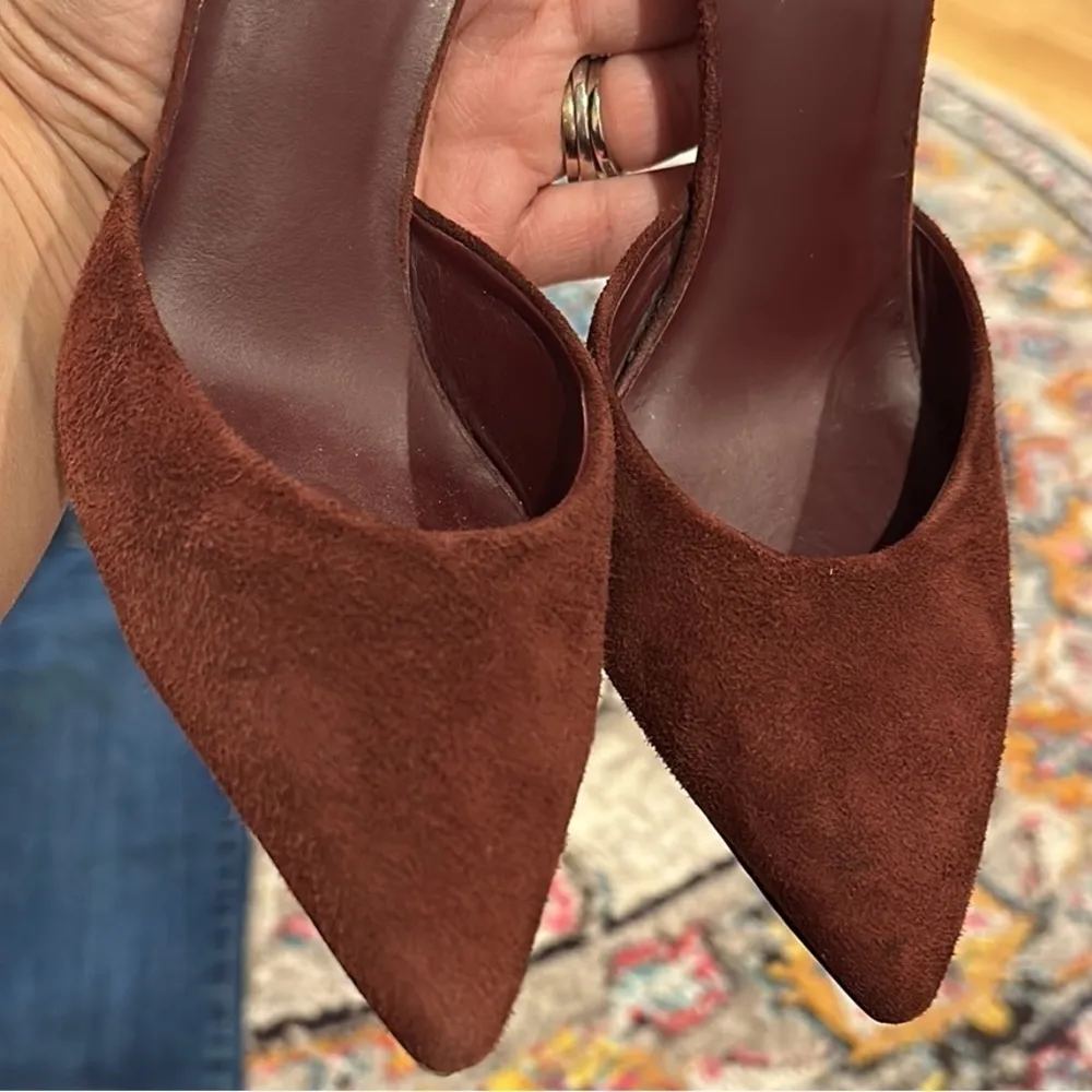 VINCE D’ORSAY CELESTE POMEGRANATE PUCE Burgundy SUEDE HEELS 8 - Image 3