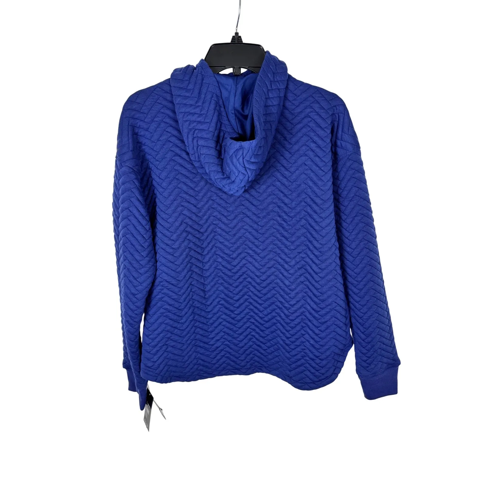 Quilted Pullover Hoodie Women's Long Sleeve Athleisure Sweatshirt Blue - Image 3