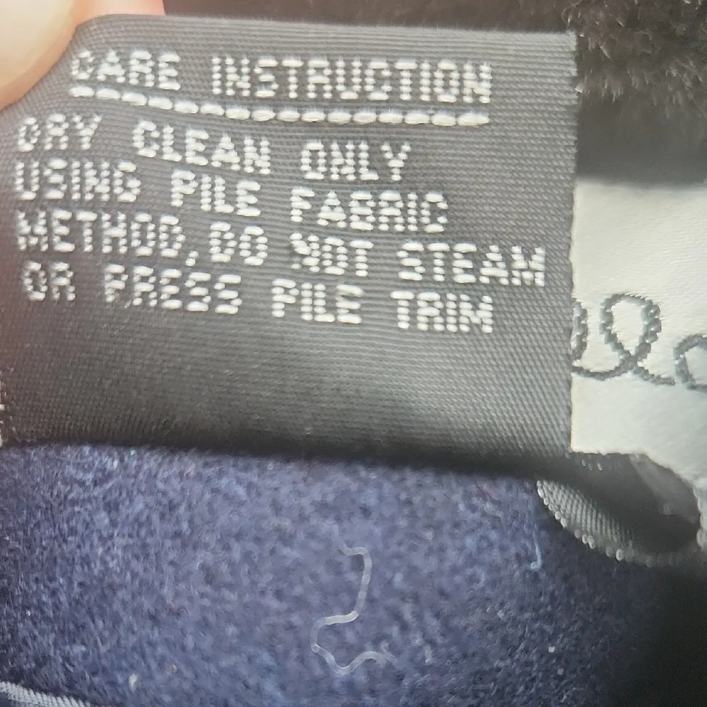 Vintage Pappagallo Wool Coat With Faux Fur Trim Navy Black 6 Blue - Image 3