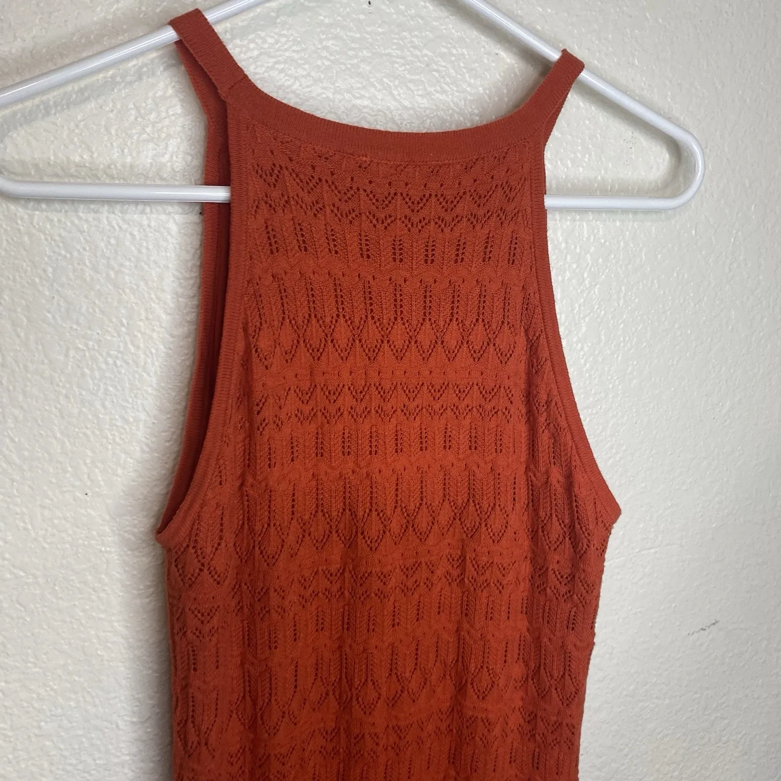 House of Harlow 1960 Orange Crochet Knit Sleeveless Maxi Dress Womens Sz Small - Image 8