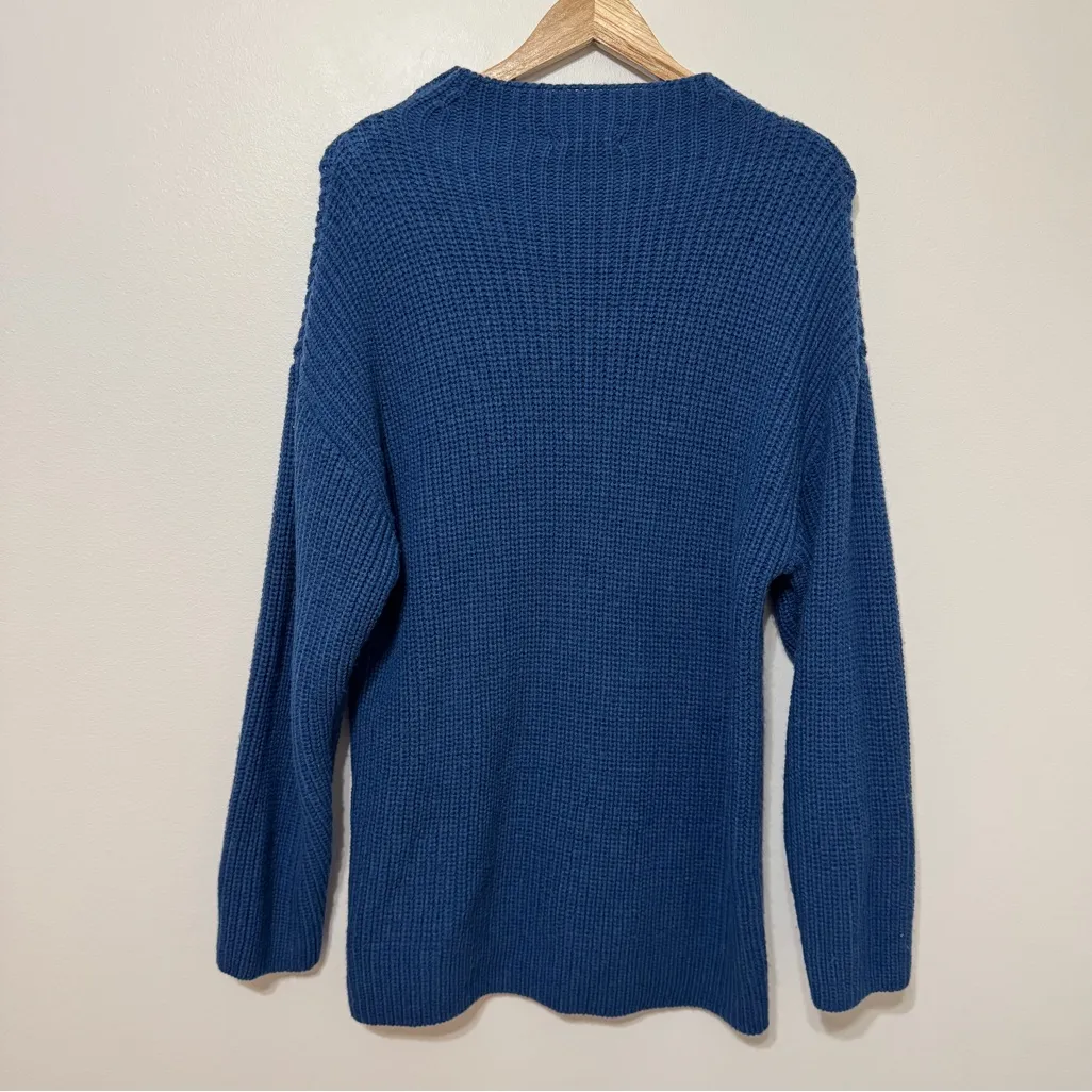 ZARA Wool Blend Sweater Size Medium Blue Tunic Length Knit - Image 5