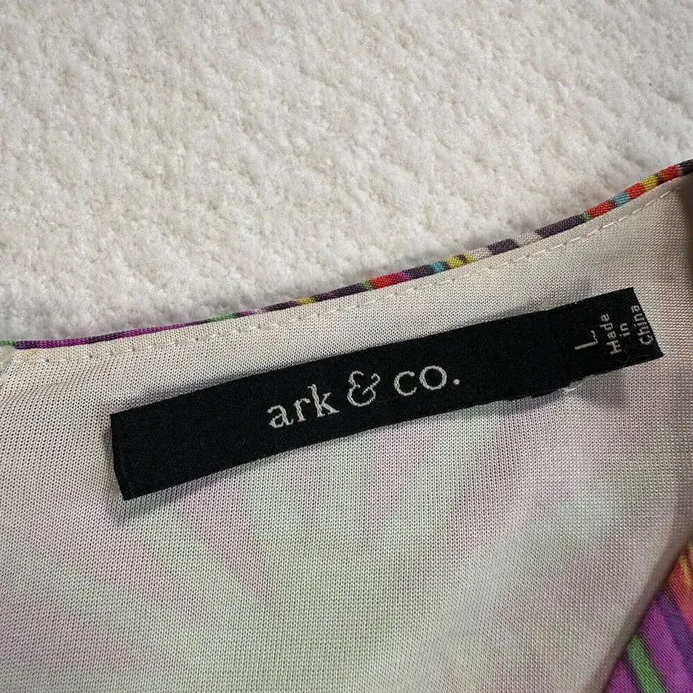 Ark & Co 3/4 Sleeve Sheath Mini Dress Women's Large Knotted Fireworks Colorful - Image 4