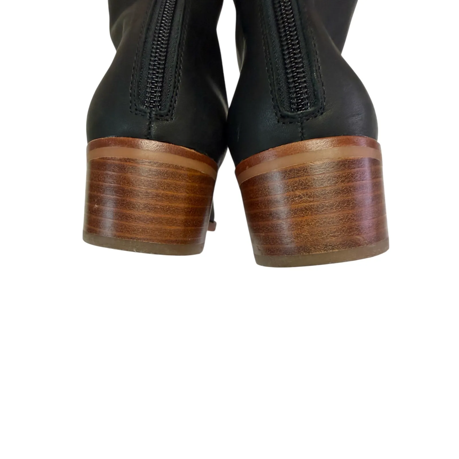 SOLUDOS Black Leather Ankle Boots Zip Block Heel Women Size 11 EU 41.5 - Image 7