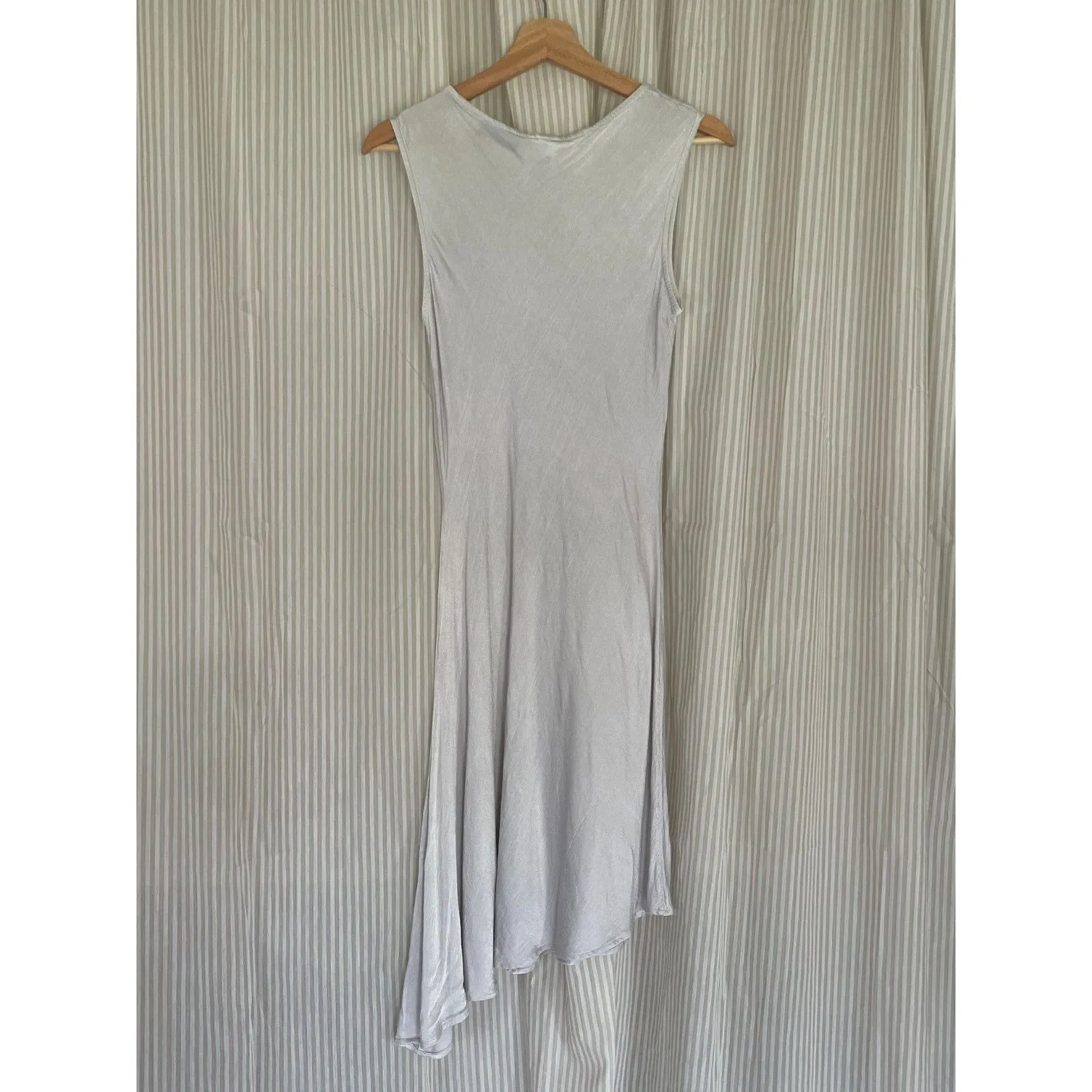 VTG 90s Ghost London Size M Silver Grey Bias Cut Asymmetrical Hem Slip Dress Size M - Image 3