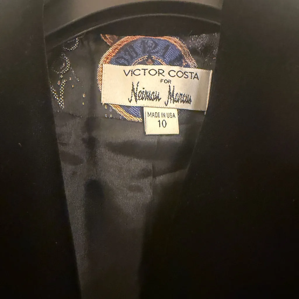 Victor Costa Blue w/gold blazer 10 & J.R. Nites blue taffeta Skirt 12 Set - Image 2