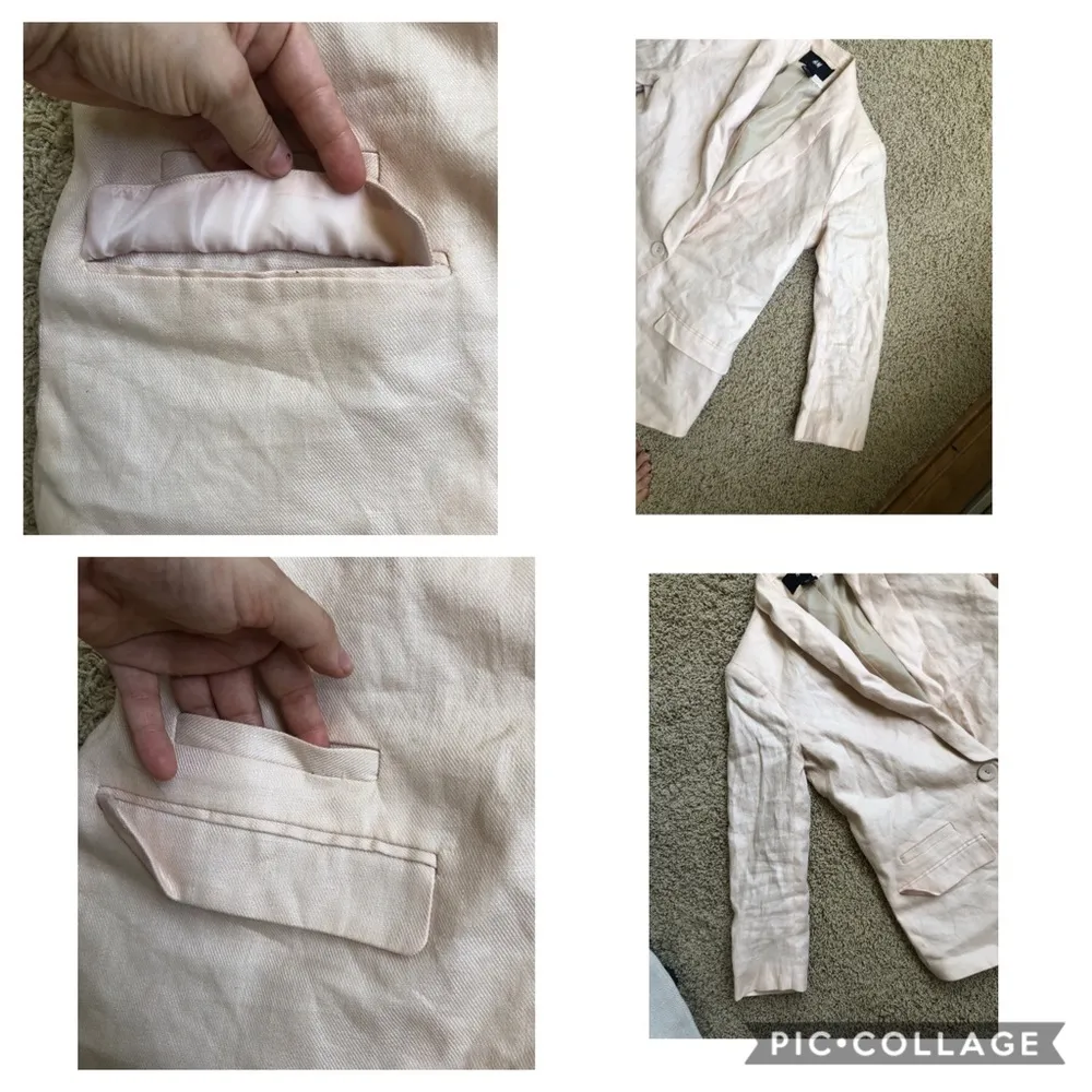 H&M Pale pink linen blazer Sz 6 - Image 7