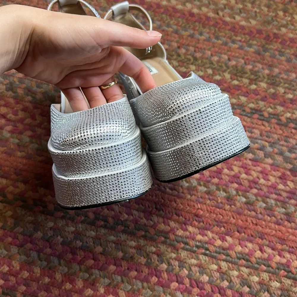 STEVE MADDEN CHARLIZE RHINESTONE CHUNKY PLATFORM HEELS DISCO - Image 6