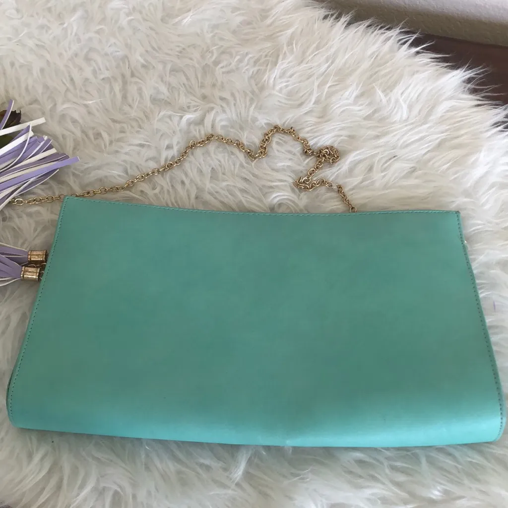Bam Forever‎ Aqua green lavender tassel purse Blue - Image 4