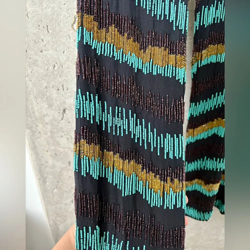 NWT Nicole Miller Silk Beaded Pants | Size 0 | $385 Retail - Image 2