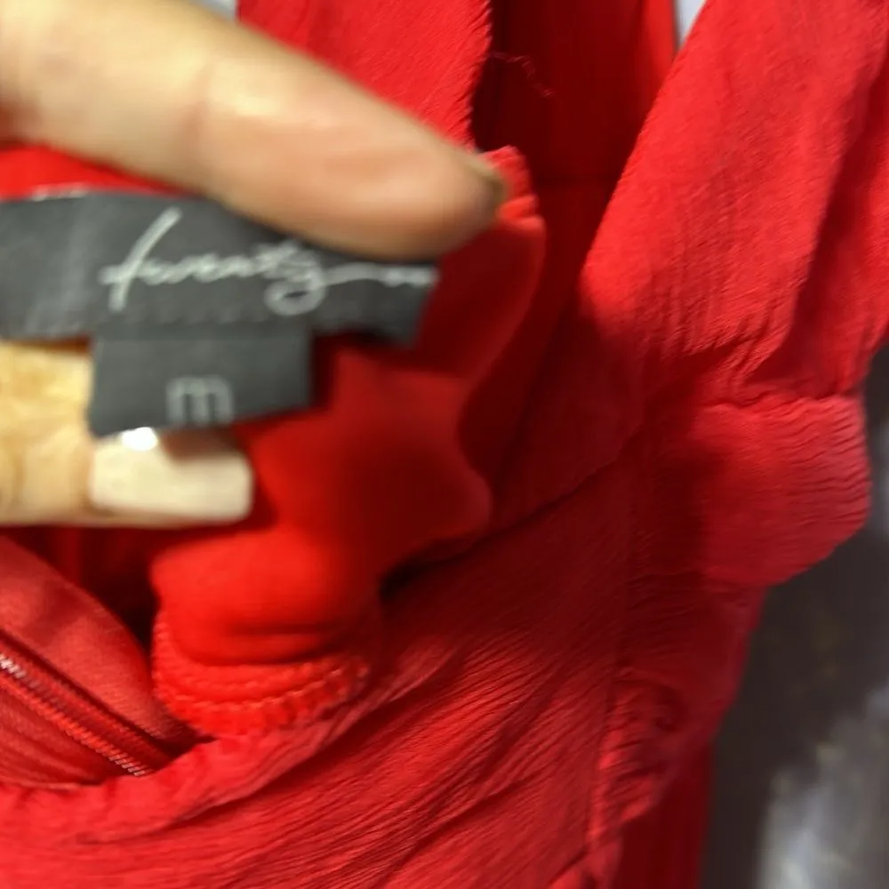 Red Poofy Crinkle Halter Mini Dress Medium - Image 15