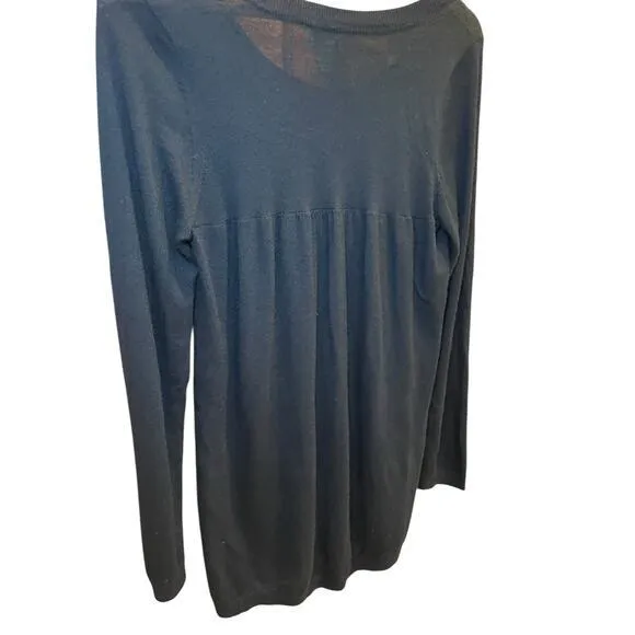 Ella Moss Pure Cashmere Women Large 100% Cashmere‎ Long Scoop Neck Sweater Black - Image 4