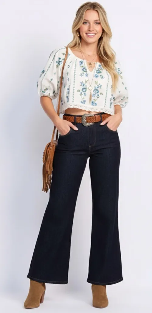 DEMOCRACY Luxe Touch Premium Ab Solution Wide Leg Jeans Womens Sz 2 Dark Indigo - Image 1