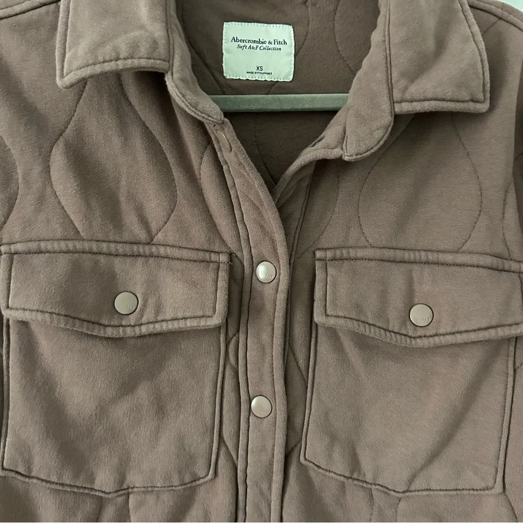 Abercrombie & Fitch Soft A&F Oversized Quilted Shirt Jacket Rose Mauve XS - Image 3
