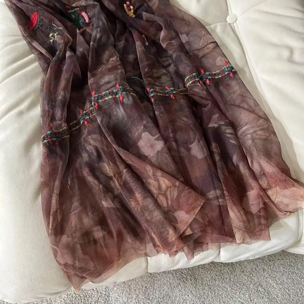 NWT $395 JOHNNY WAS BIYA Nyah Embroidered Mesh Maxi Tank Dress Size S - Image 4