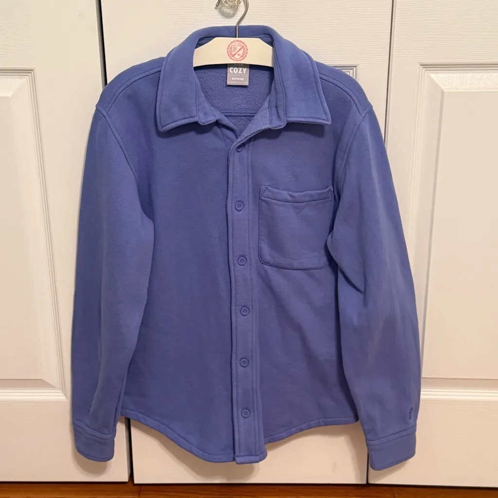 Aritzia TNA Cozy Fleece Boyfriend Shacket in Playful Purple - Image 3