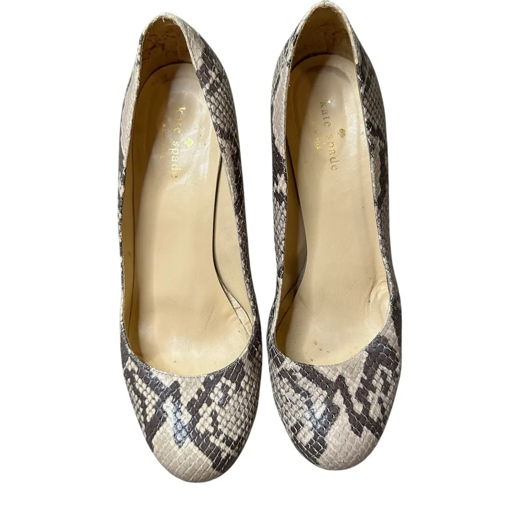 Kate Spade Metallic sheen Snakeskin Print Round
Toe Wedge heels size 8.5 - Image 2